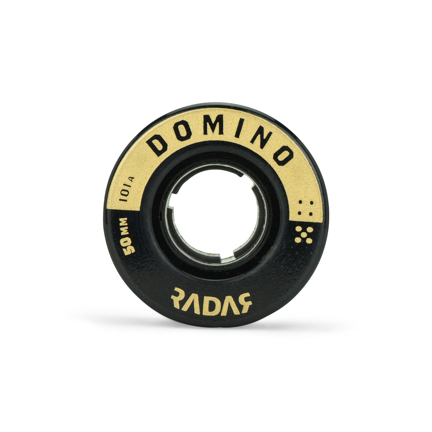 Riedell Radar Domino Wheels - Indoor Roller Skate Dance Wheels - 4 Pack of 50mm x 31mm Wheels | Black/Gold 101A