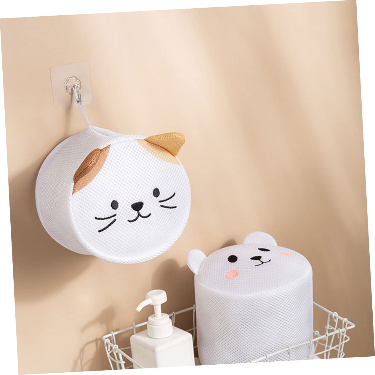 DOITOOL 6pezzi Borsa Per Lavaggio Rete Con Cerniera Sacchetto Per Biancheria e Lavatrice Per Calze Guanti e Intimo Design Carino Tema Gatto Per Viaggi e Campeggio