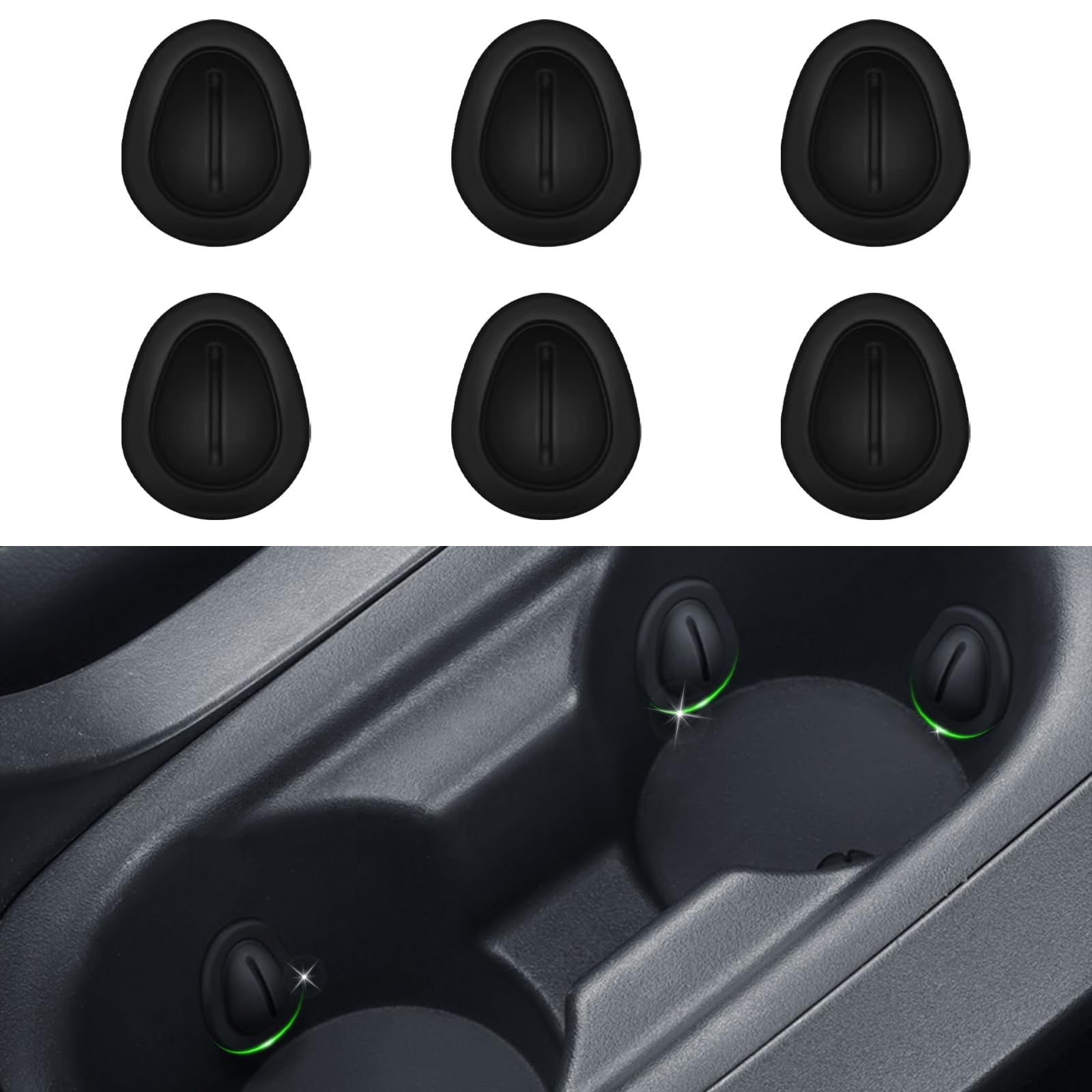Car Cup Limiter Cup Holder Insert Position Adapter, Anti-Slip & Anti-Shake Silicone Water Bottle Stabilizers with Self-Adhesive, Cup Position Fixer for Car Truck SUV(6PCS)