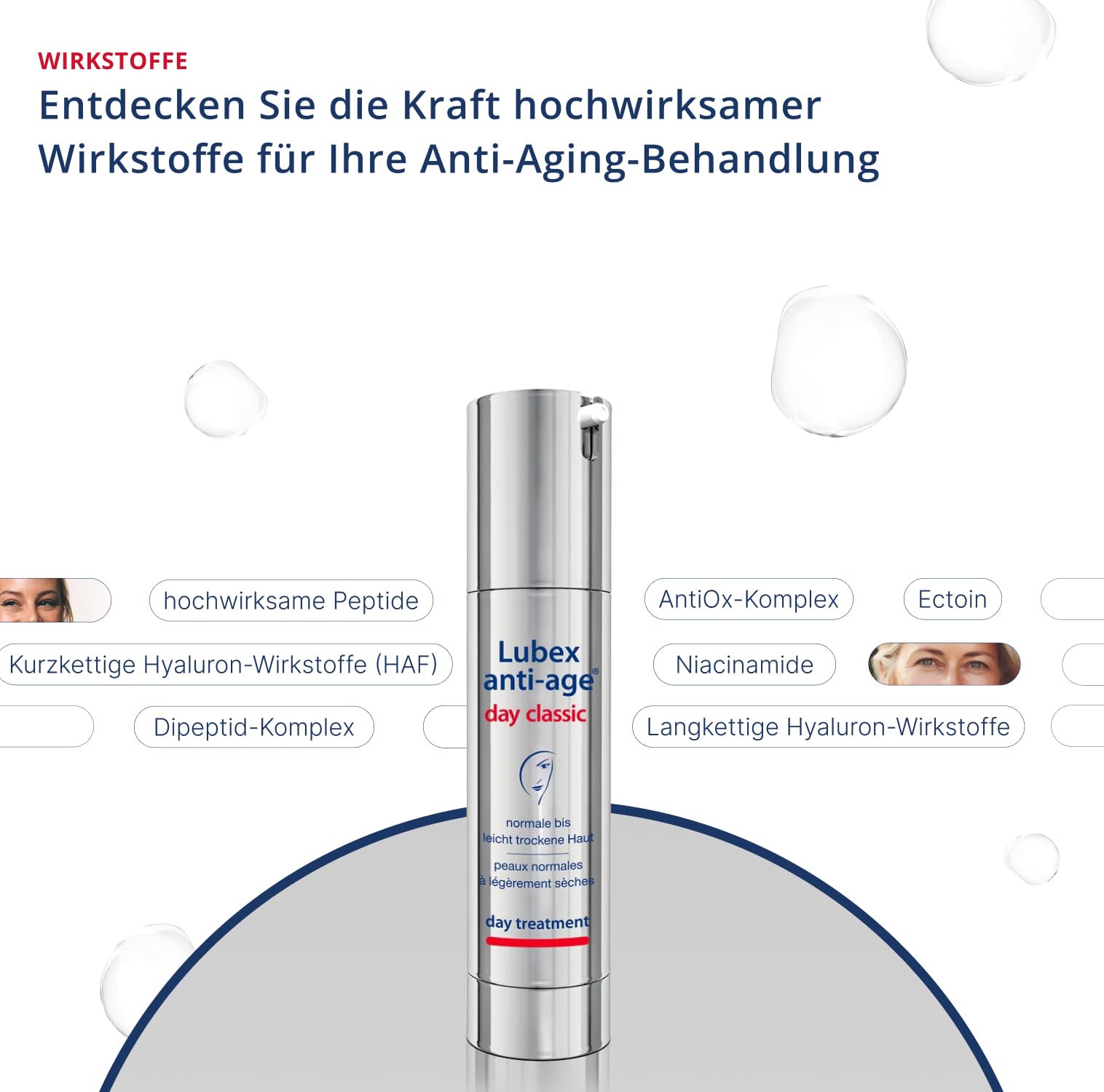 day classic – Tagespflege mit Dipeptid-Komplex, Ectoin, Niacinamiden & Hyaluronsäure, für normale bis leicht trockene Haut, hergestellt in der Schweiz, 50ml
