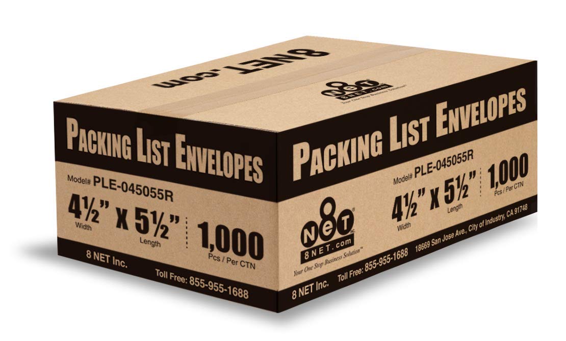 8 NET 1000 Pieces 4.5’’ x 5.5’’ Clear Packing List Envelopes, Self-Adhesive, “Packing List Enclosed” Printed on Red Background, Invoice Packing Enclosed Pouches