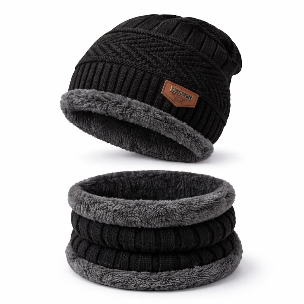 Gym Winter Cap & Muffler for Men & Women| Beanie Cap| 1 Set|