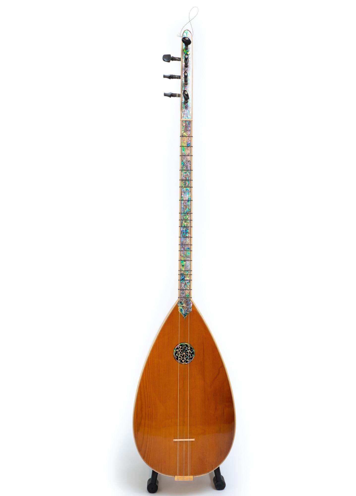 Concert Traditional Long Neck Saz, Made of Flame Maple body & Mother of Pearl Professional saz With padded case, strings & picks