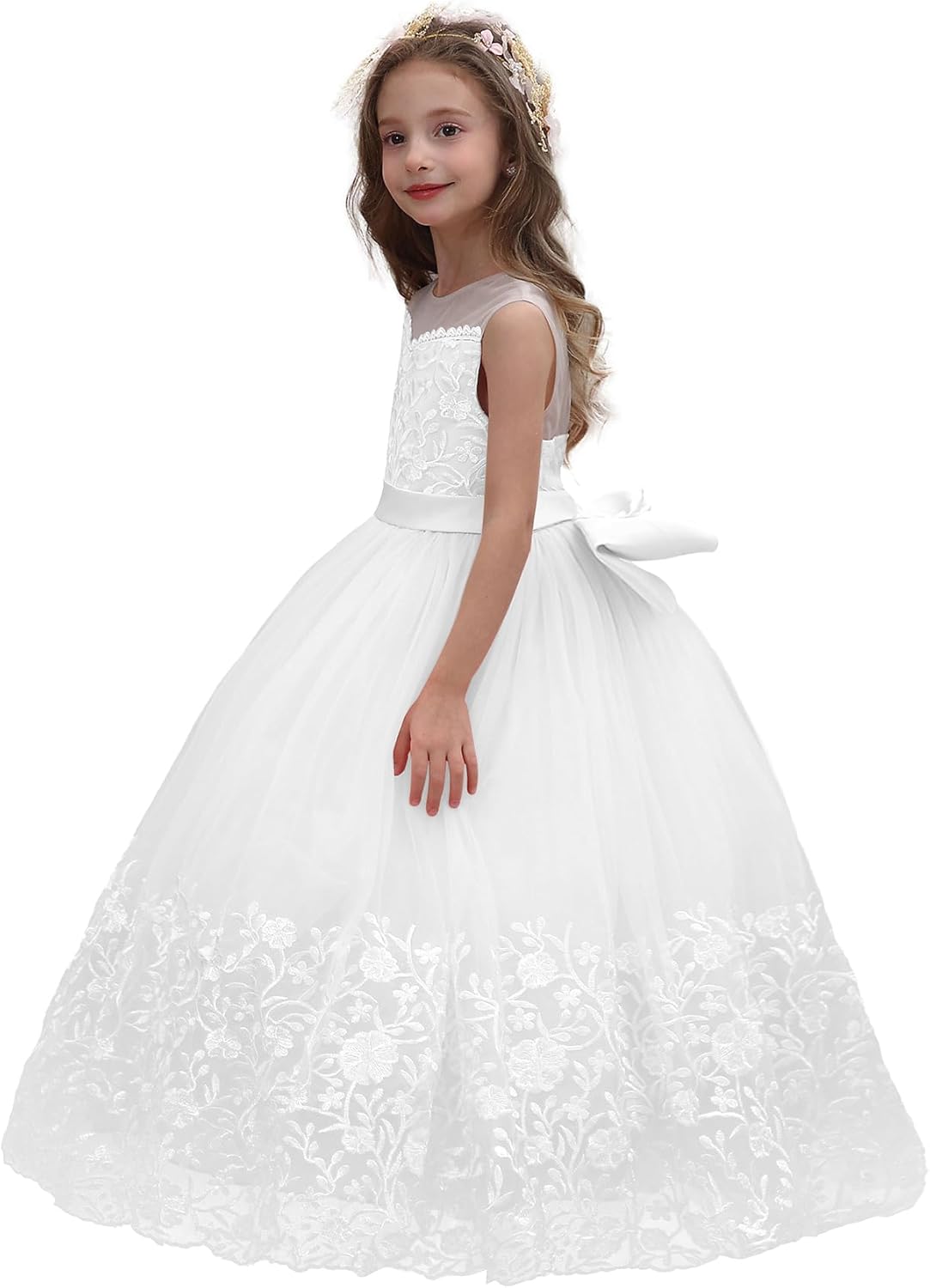 ABAO SISTER Flower Girl Dress Lace Embroidery Princess Pageant Ball Gown Kids First Communion Dresses - Image 5