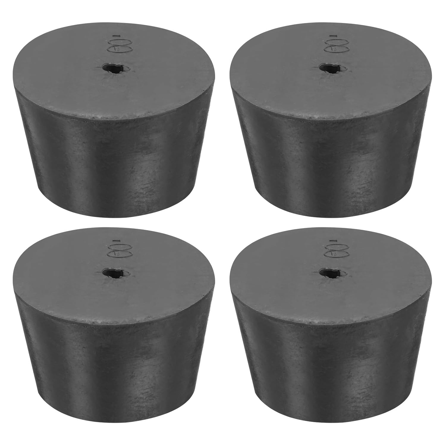 MECCANIXITY Rubber Tapered Plug 33mm to 41mm Solid Test Tubes Bungs Stopper with Hole Black for Lab Home 4 Pieces