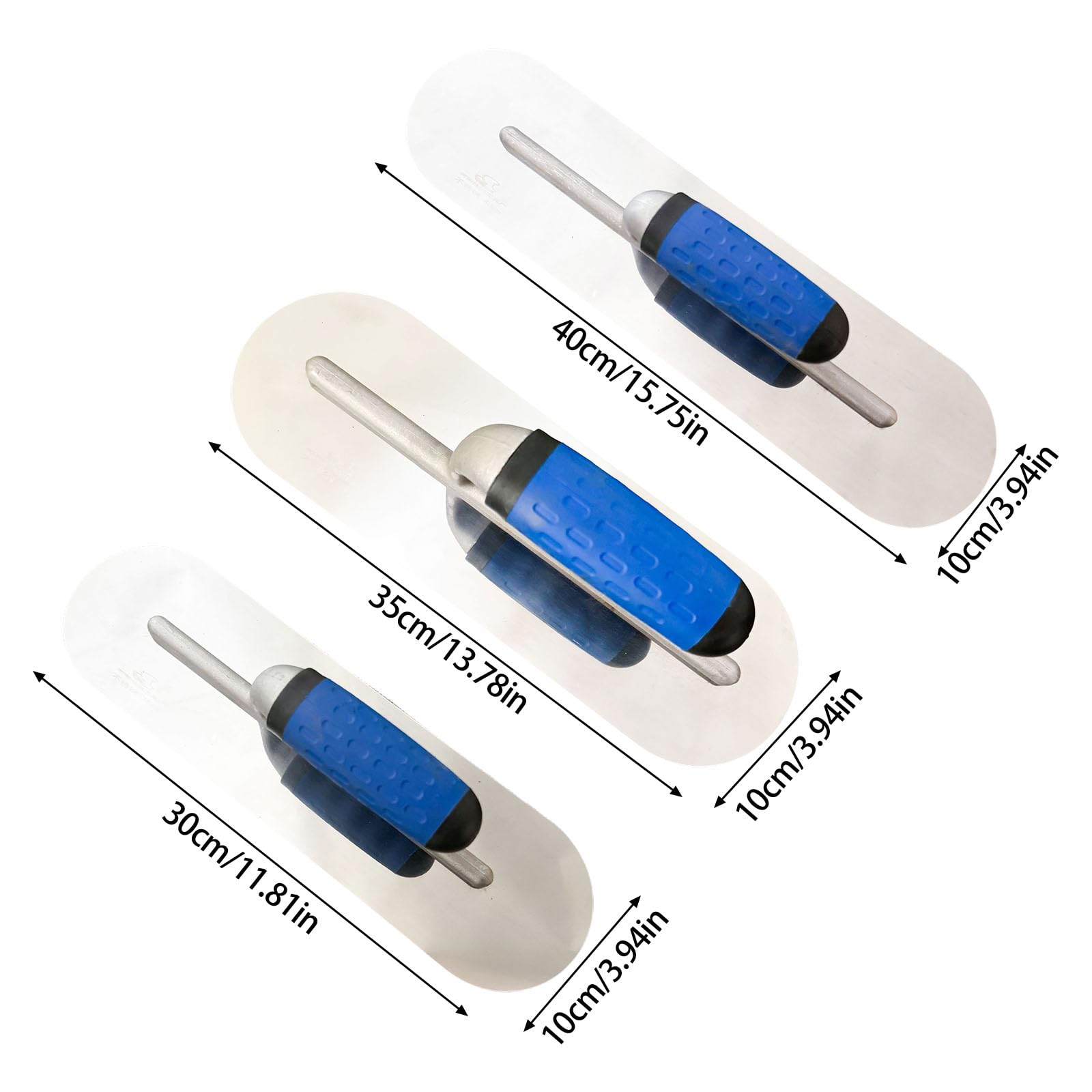 Juego de 3 paletas multiusos para enyesado de esquinas redondeadas, de acero inoxidable, con asas ergonómicas, juego de enlucido