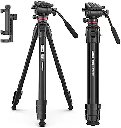 Tripé de câmera profissional ULANZI MT-56 Ombra, alumínio, preto, carga máxima de 6 kg, compatível com DSLR, filmadora, telefone, altura de 160 cm, pernas de 3 seções, cabeça de inclinação panorâmica