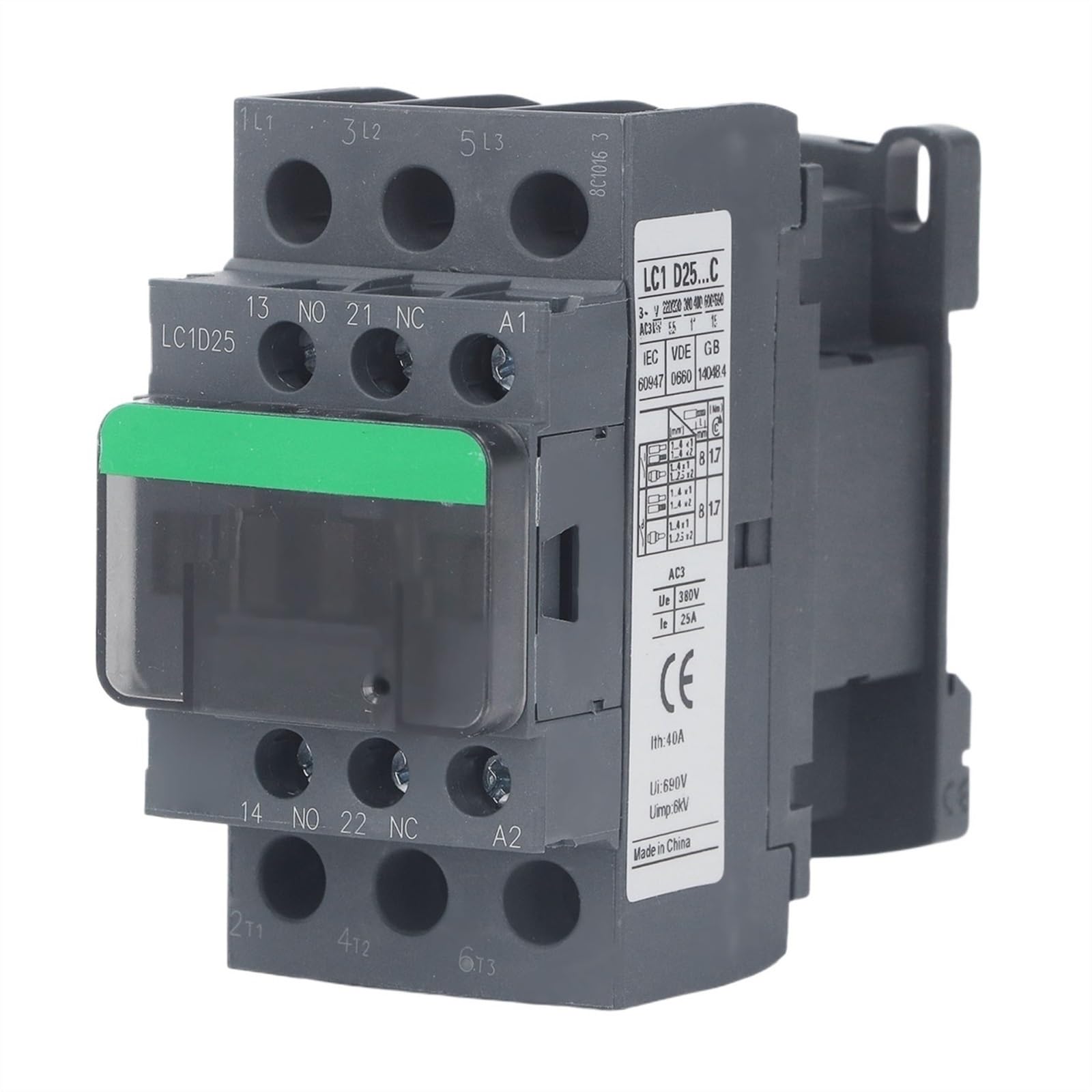 AC Schakelaar AC 380V 25A Motor Schakelaar Koperen Spoel 3P Normaal Open Zilver Circuit Switch Controller