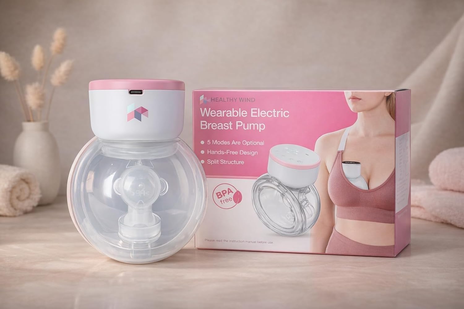 HEALTHY WIND Wearable Breast Pump for Mothers | Hands-Free Electric Breastfeeding Pump | 5 Modes, 15 Suction Levels | 1200mAh Rechargeable Battery-image-12