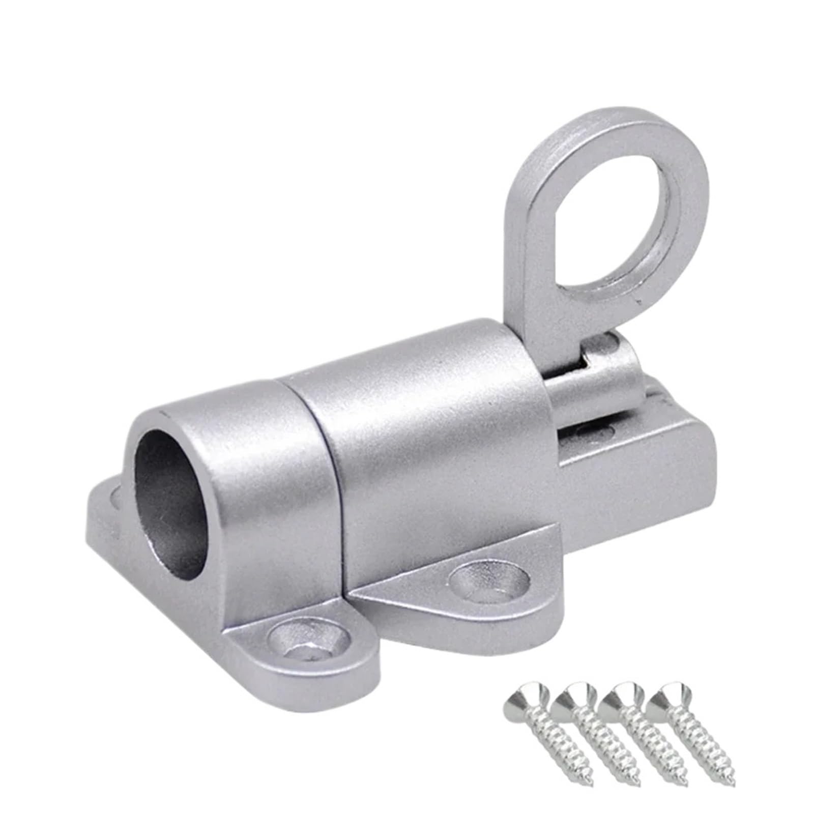 gate Bolt Automatic Door Bolt Latch Home Window Gate Security Pull Ring Spring Bounce Lock(Silver)
