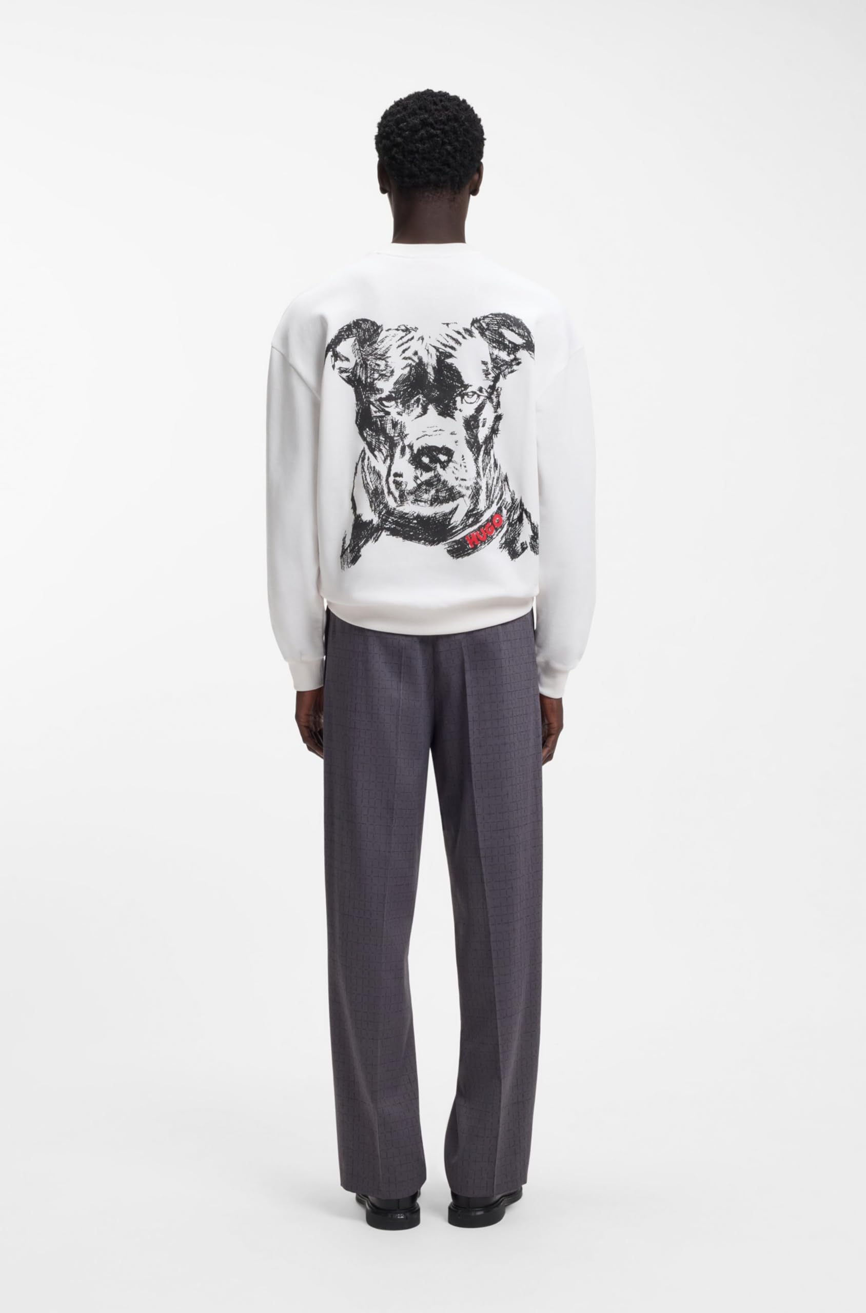 HUGO BOSS Sudadera Relaxed fit en Felpa de algodón con ilustración de Perro Talla ECH Color Natural