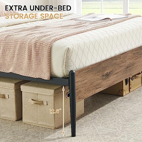 Idealhouse Queen Size Bed Frame With Wooden Headboard, Platform Bed Frame With Safe Rounded Corners, Strong Metal Slats Support, Mattress Foundation, Noise-Free, No Box Spring Needed, Walnut #TOP4