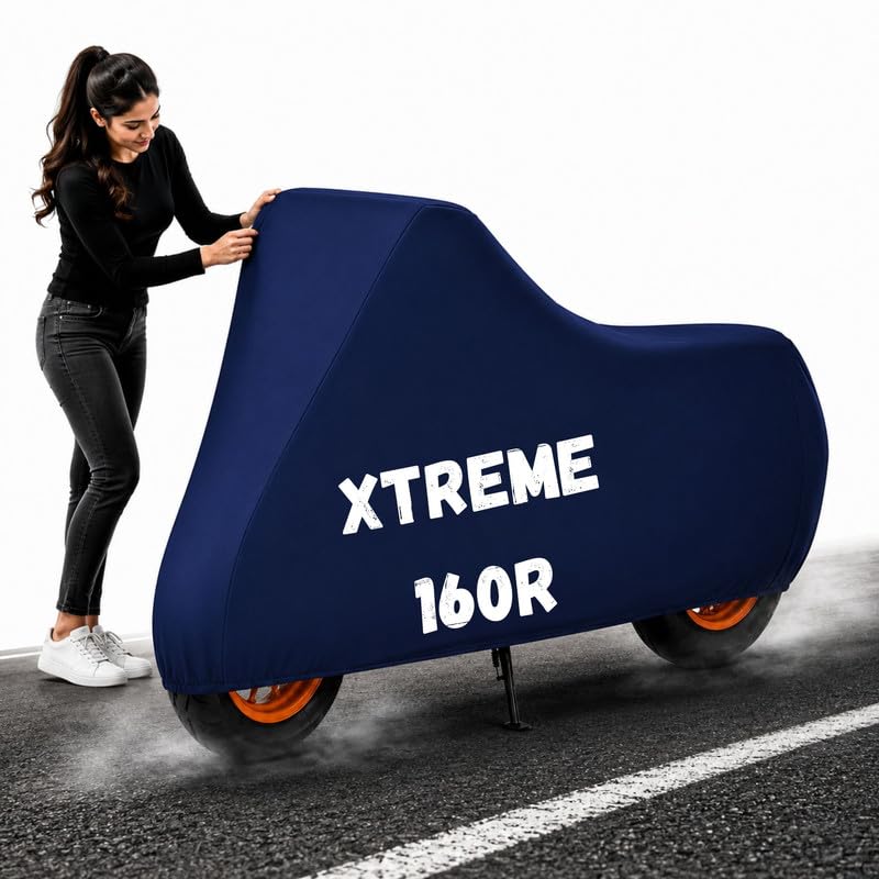 Image of Powerfull Bike Body Cover for Xtreme 160R Dustproof Scratchproof - 100% Waterproof Herro Xtreme 160R Cover for Two Wheeler, Outdoor Full Motorcycle Cover with UV, Duty, Rain Protection - Blue