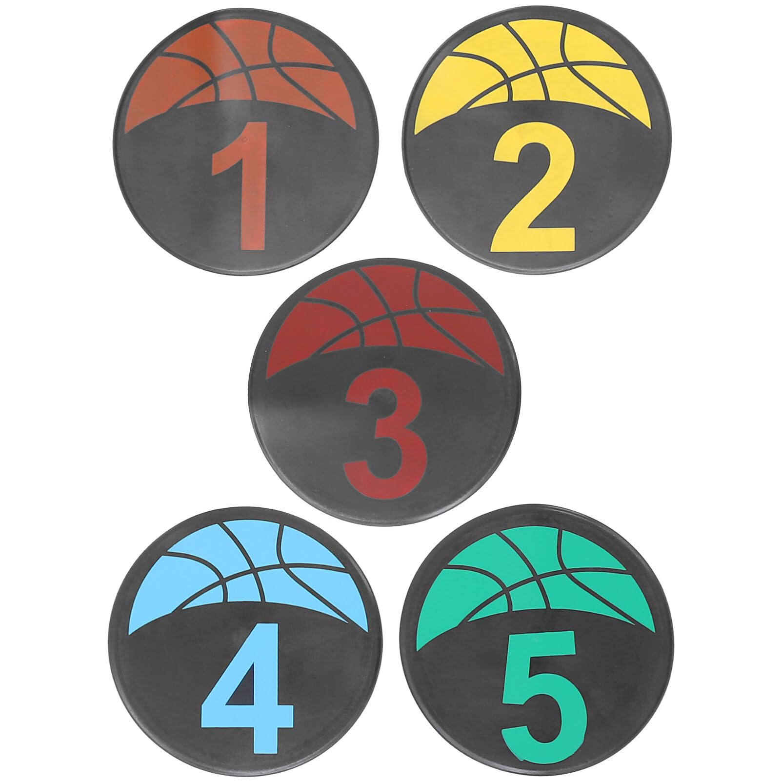 Milisten Basketball-Trainingsausrüstung Trainingsmarkierungen Basketball-Trainingspunkte 5 Bodenmarkierungen Flache Scheibenmarkierungen Runde Flache Zahlenpunkte Für Jugend- Und