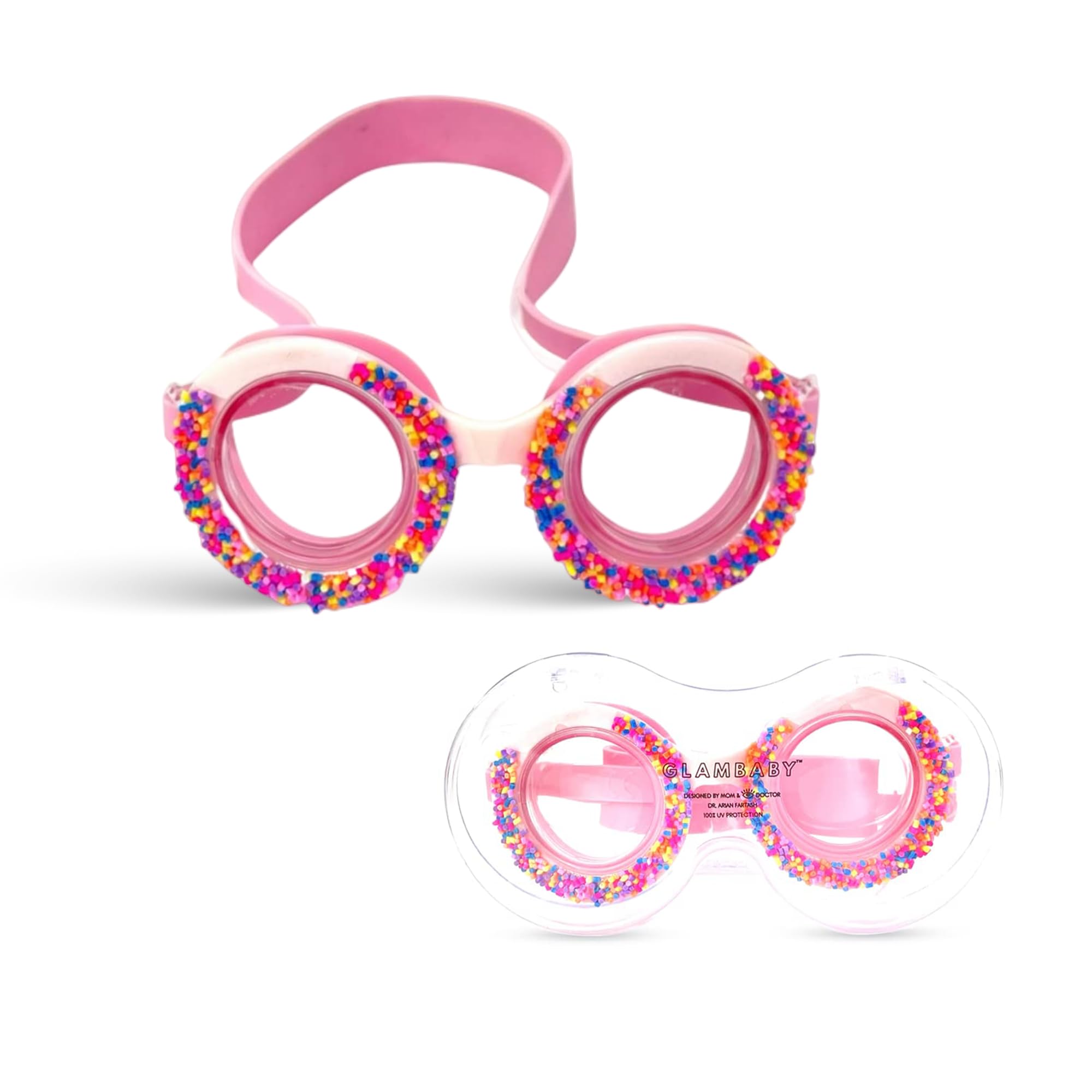 GlamBaby Olivia Gogle pływackie dla dzieci, 100% ochrona UVA/UVB, doskonała ochrona dzieci w wodzie - lekkie, eleganckie i trwałe okulary do pływania