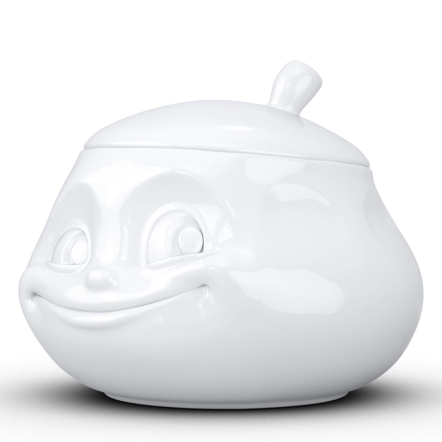 FIFTYEIGHT PRODUCTS TASSEN Porcelain Sugar Bowl, Sweet Face Edition, 13.5 oz. White (Single Sugar Bowl)