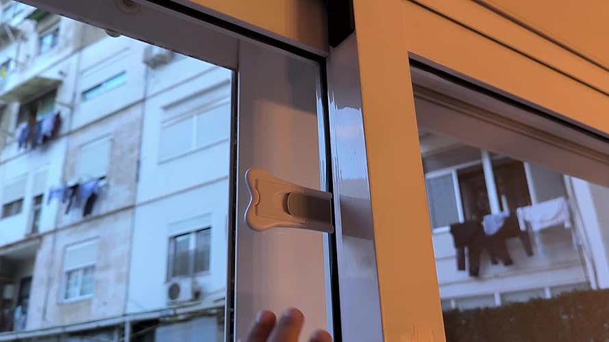 Vicloon Baby Schuifdeur Sloten, 4 stuks baby kinderslot voor schuifdeuren, schuifdeursloten met 3M plakpad, zonder boren, raamkindersloten voor ramen