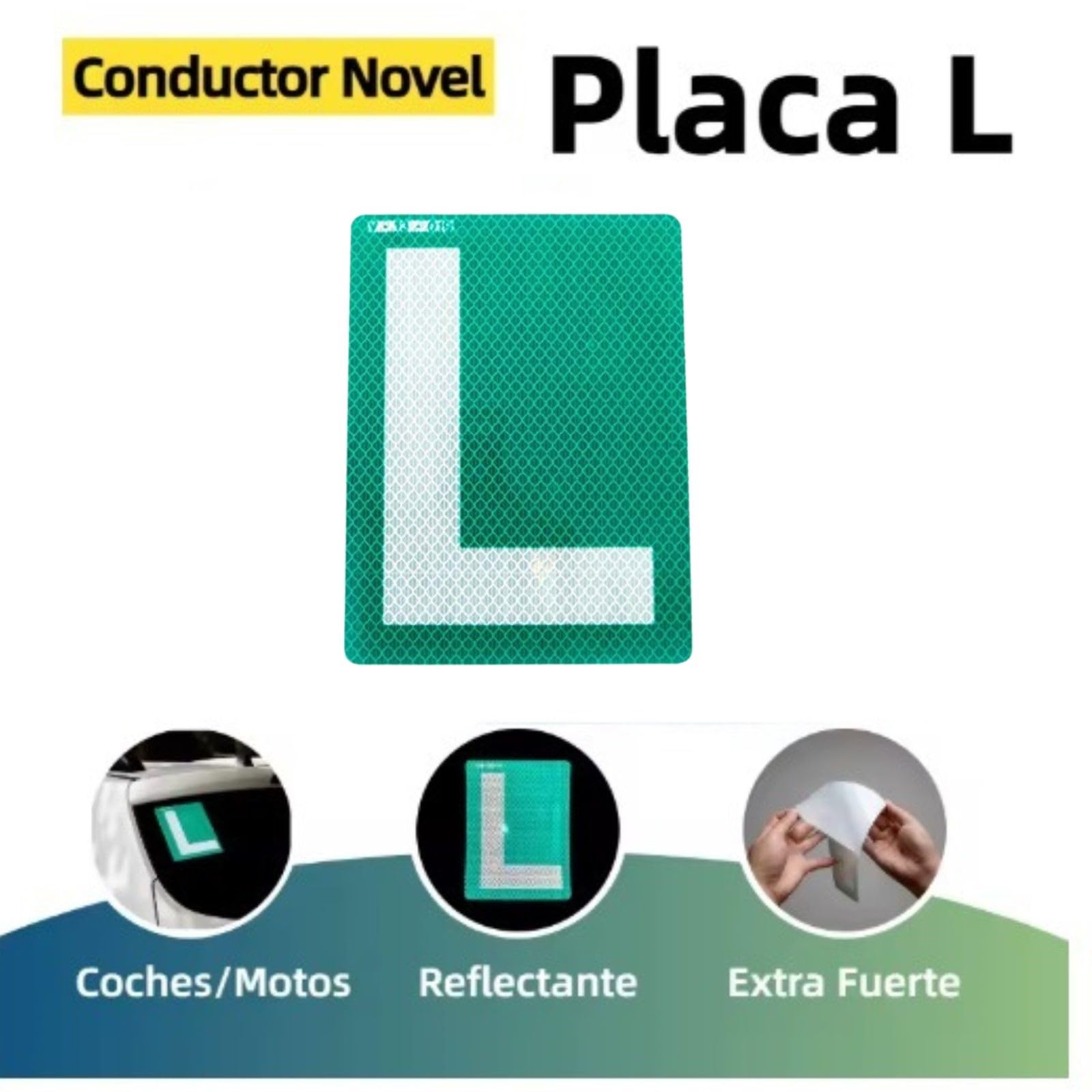 Pegatina L Cristales Tintados Coche Conductor Novel Homologada por la DGT– Alta Adherencia – L Autoescuela Reflectante Exterior– (1)