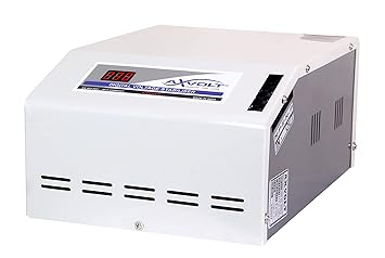 AXVOLT 5 KVA Digital Four Step (4 Relay) Booster Voltage Stabilizer for AC Up to 2.0 Ton White Color (Working Input Voltage Range from : 100 V to 300 V)