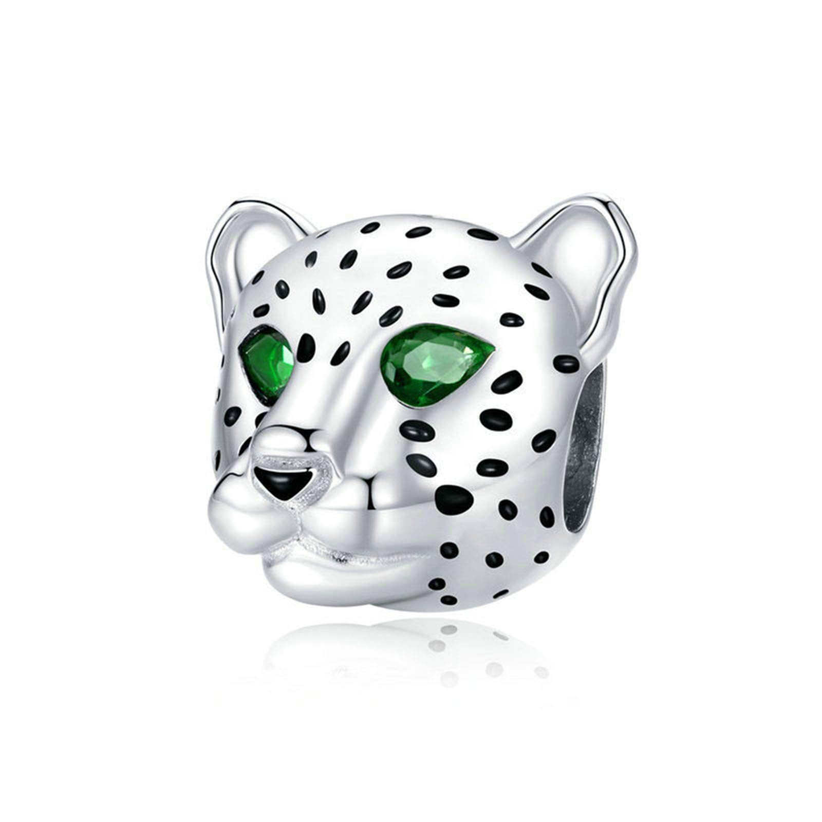 LAOSEPLeopard Charm 925 Sterling Silver Tiger Charm Cat Charm Cow Charm Monkey Charm Peacock Charm Animal Charm Pet Charm for Pandora Charm Bracelet (Leopard)