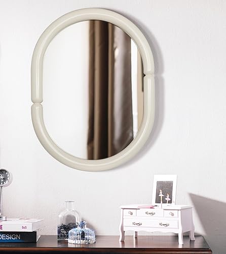 Miniatura 2 de Espejo de pared para colgar en la pared con forma de bagel contemporáneo, moderno y futurista, con color caramelo (32 x 23 pulgadas, ceniza lila)