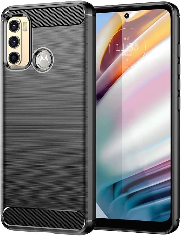 Image of NPRC Hybrid Ultra Slim Protective Case TPU Non-Slip Carbon Fiber Texture Shockproof Case Cover for Moto G40 - Black