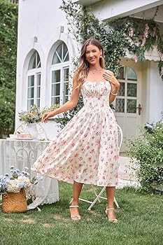 SCARLET DARKNESS Floral Corset Dress for Women Ruched Bust
