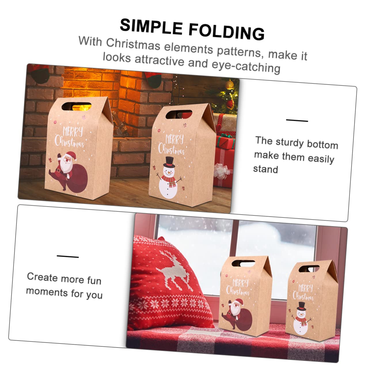 SEWOART 24piezas Bolsas Kraft Resistente y Para Envolver Para Fiestas Navideñas