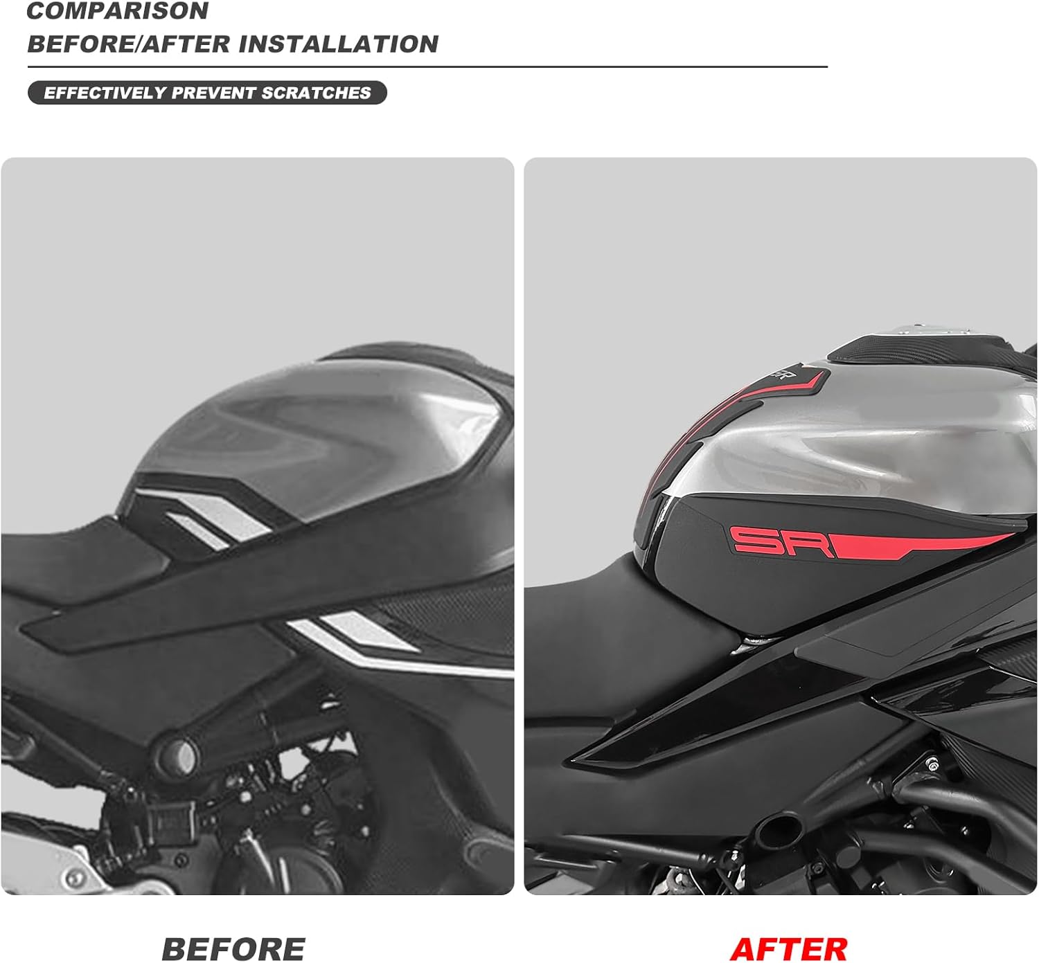 450SR Side Fuel Tank Pad Tank Pads Protector Stickers Decal Gas Knee Grip Traction Pad Tankpad Compatible With CFMOTO 450 SR CF MOTO SR450 (Red)