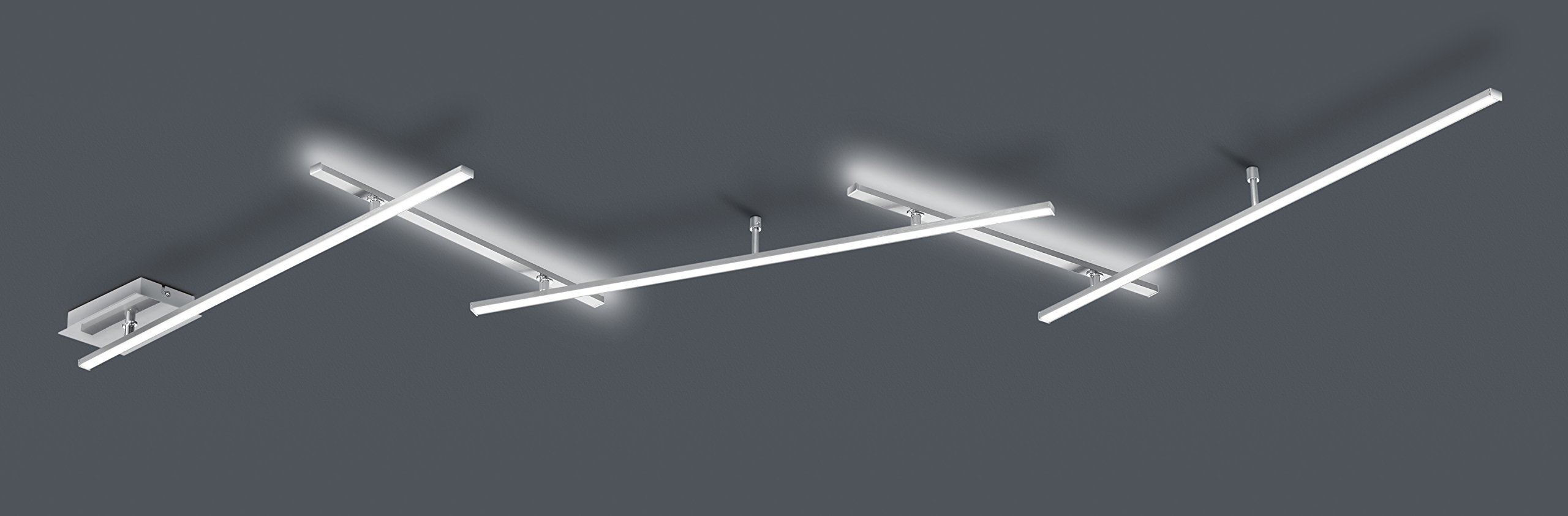 Trio Leuchten LED Deckenleuchte Indira 674610507, Metall, Nickel matt, Acryl weiß, 3 x 6 Watt & 2 x 3.5 Watt, Länge max. 245cm