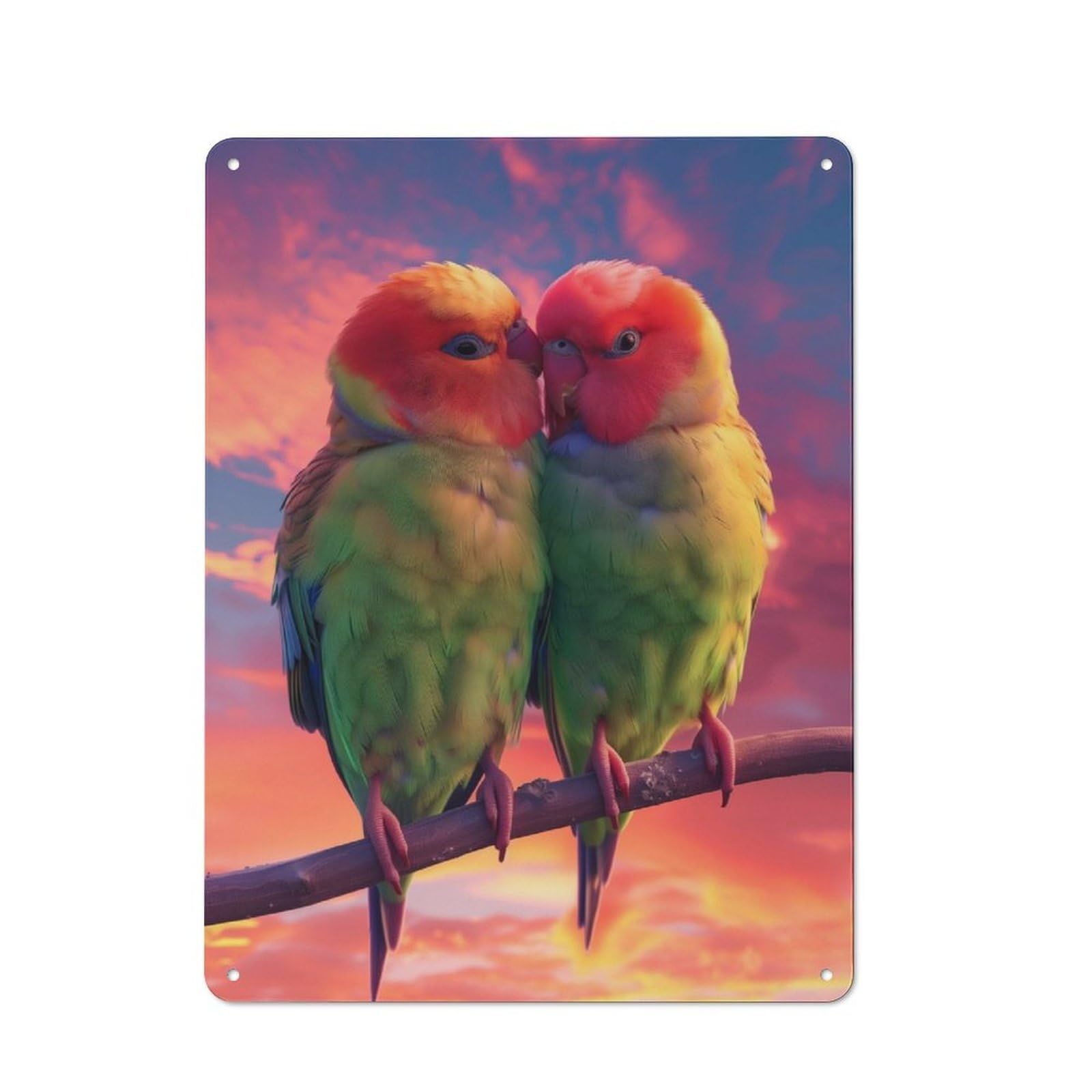 Junmoney Lovebirds Sunset Embrace For Lounge Or Reading Corner, Retro Metal Sign 40X30cm, For Metal Sign Collectors, For Garage And Workshop Walls