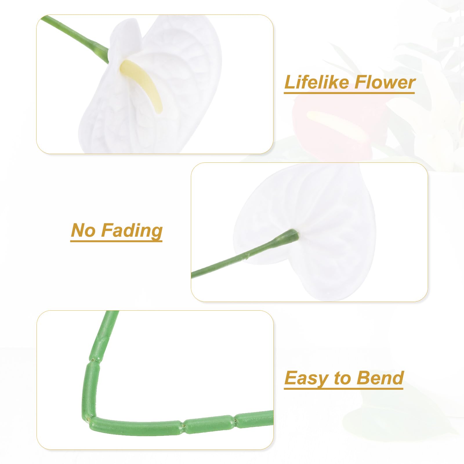 PATIKIL 13" Artificial Anthurium Lily Flowers - Image 3