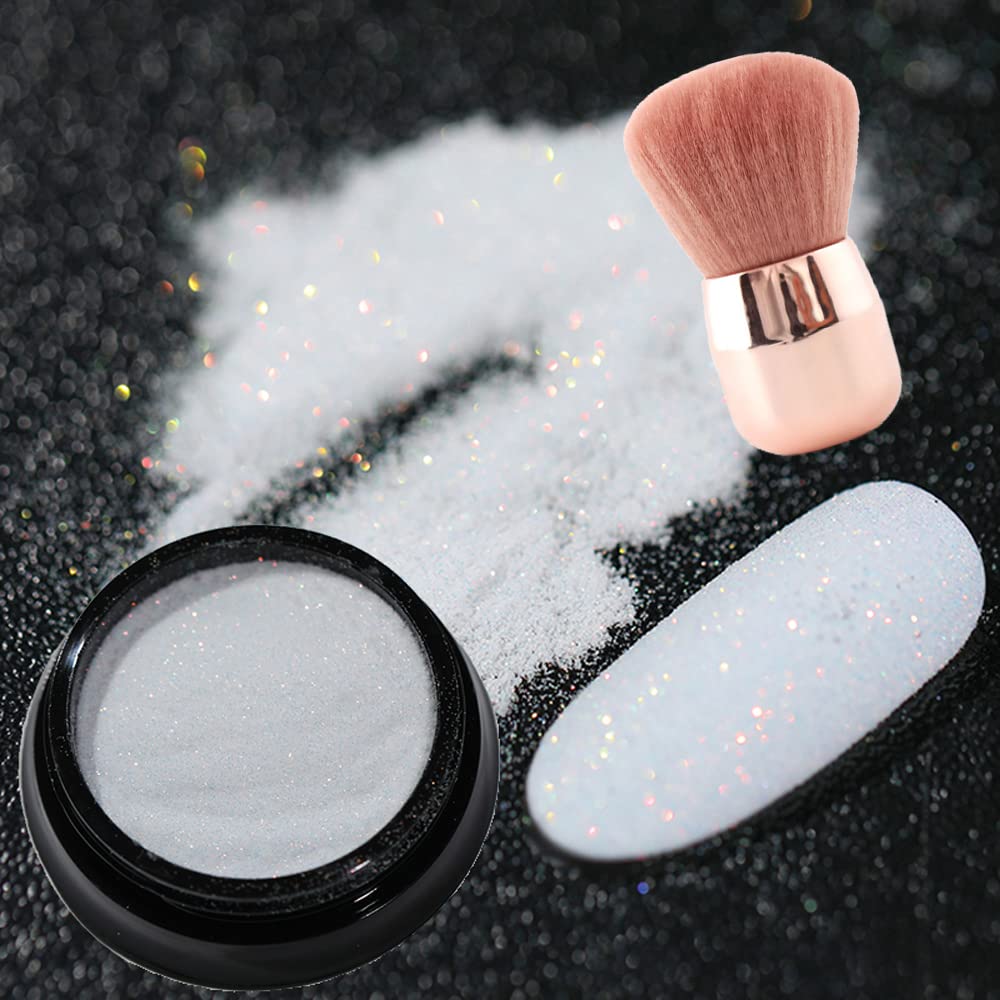 6Jars Iridescent Nail Glitter Powder White Glitter Iridescent Flakes Sequins Sparkl White AB Ultra Shine Glitter Nail Art Ultrafine Pigment Nail Glitters Effect Nail Art Glitter Sequins Nail Star
