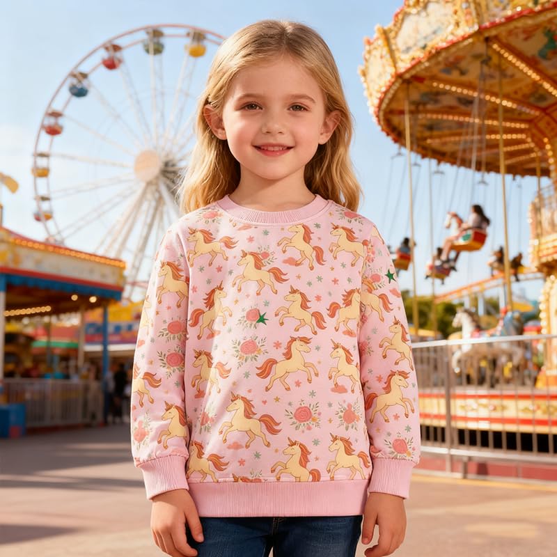 Image of Girls Cotton Crewneck Sweatshirt Size 2-10 Years Toddler Girls Kid Graphic Shirts