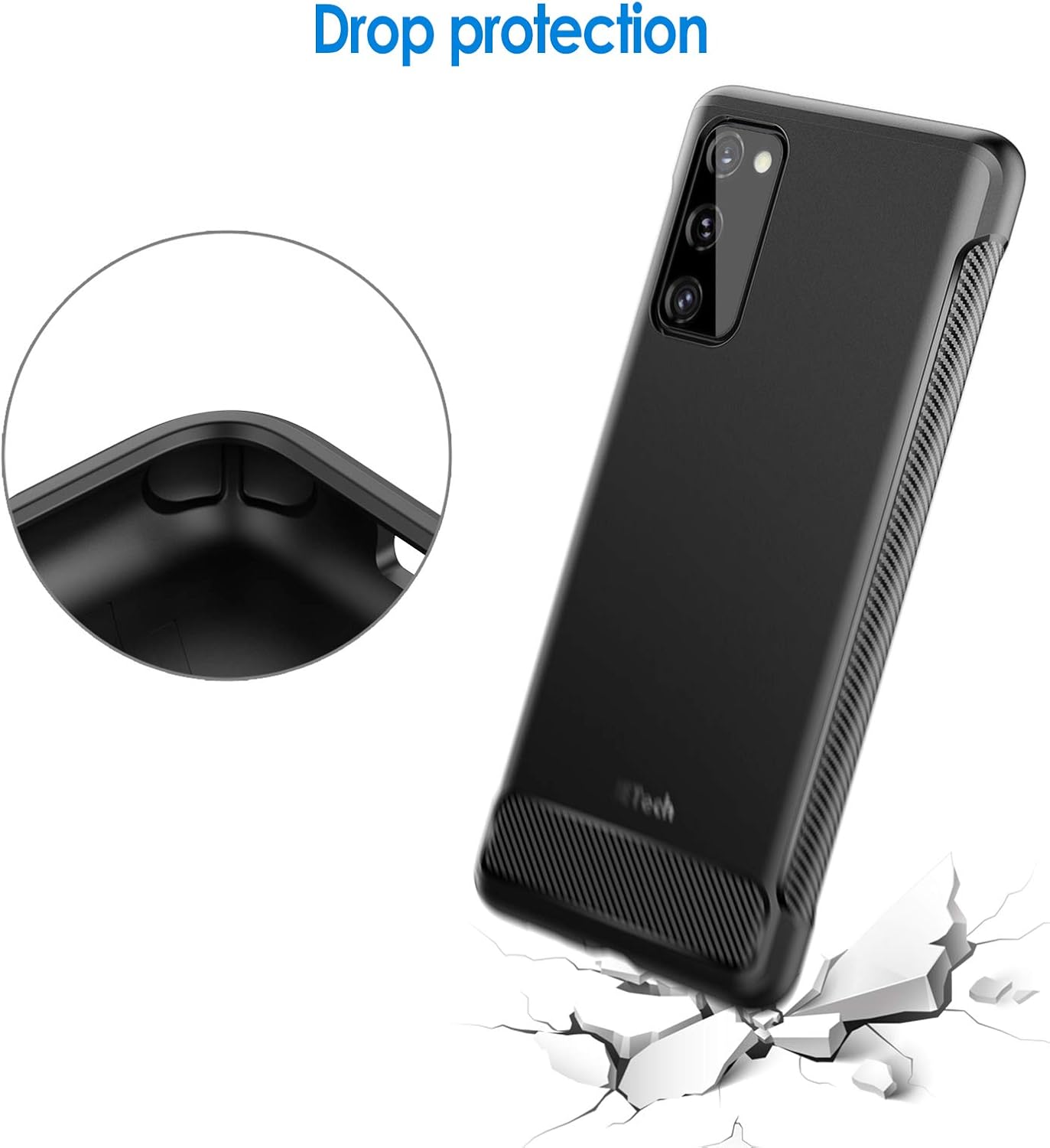 JETech Capa Fina Fit para Samsung Galaxy S20 FE 5G 6,5 Polegadas, Case Capinha Fina para Celular com Absorção de Choque e Design de Fibra de Carbono (Preto)