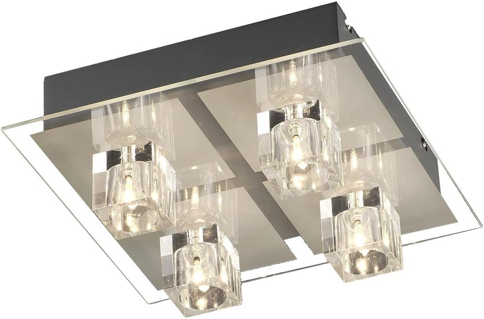 Paul Neuhaus Oki 50285-17 4-Bulb Ceiling Light with Red/Green/Blue LEDs Remote Control/Colour Changer