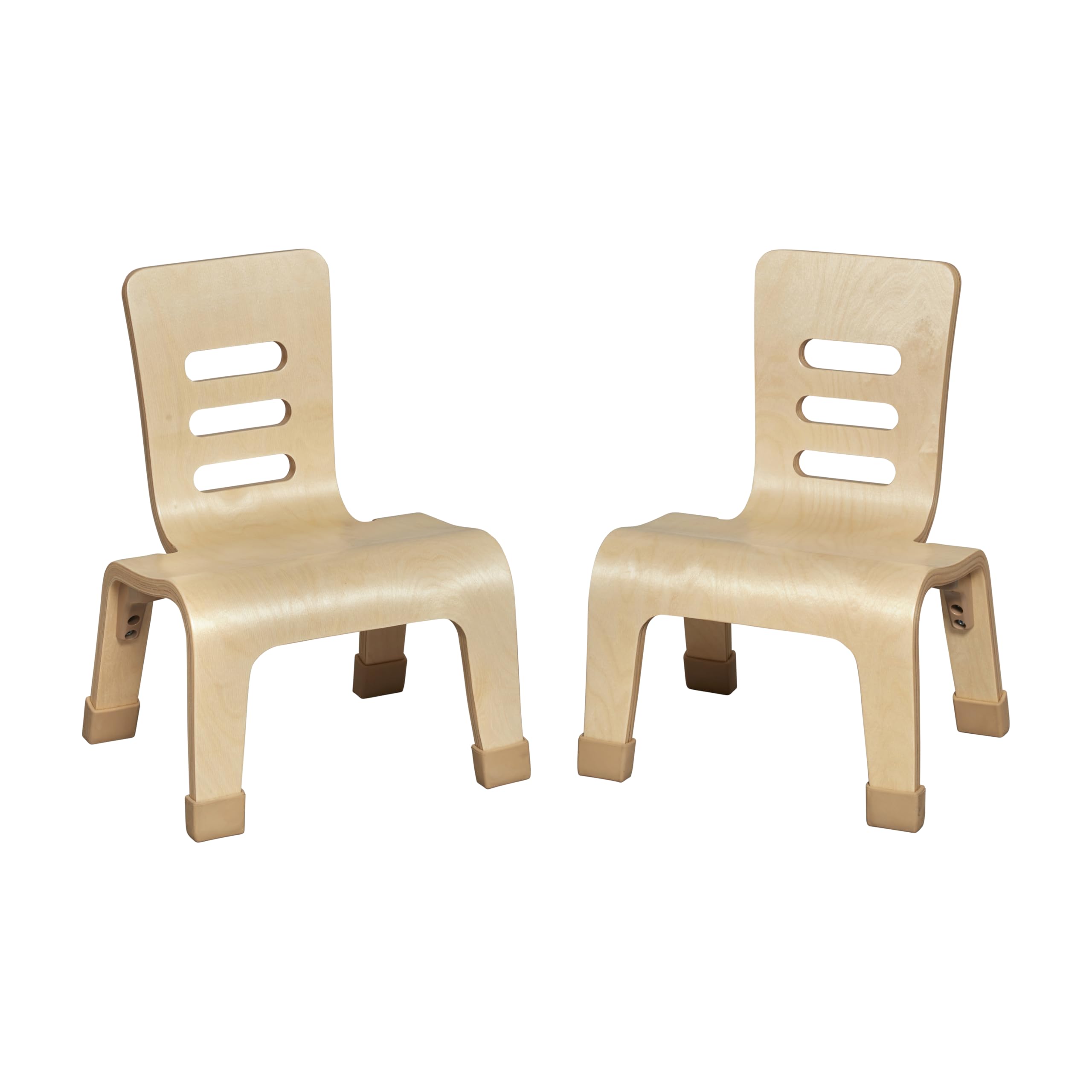 ECR4Kids Bentwood Chair, 8in Seat Height, Stackable Seats, Natural, 2-Pack