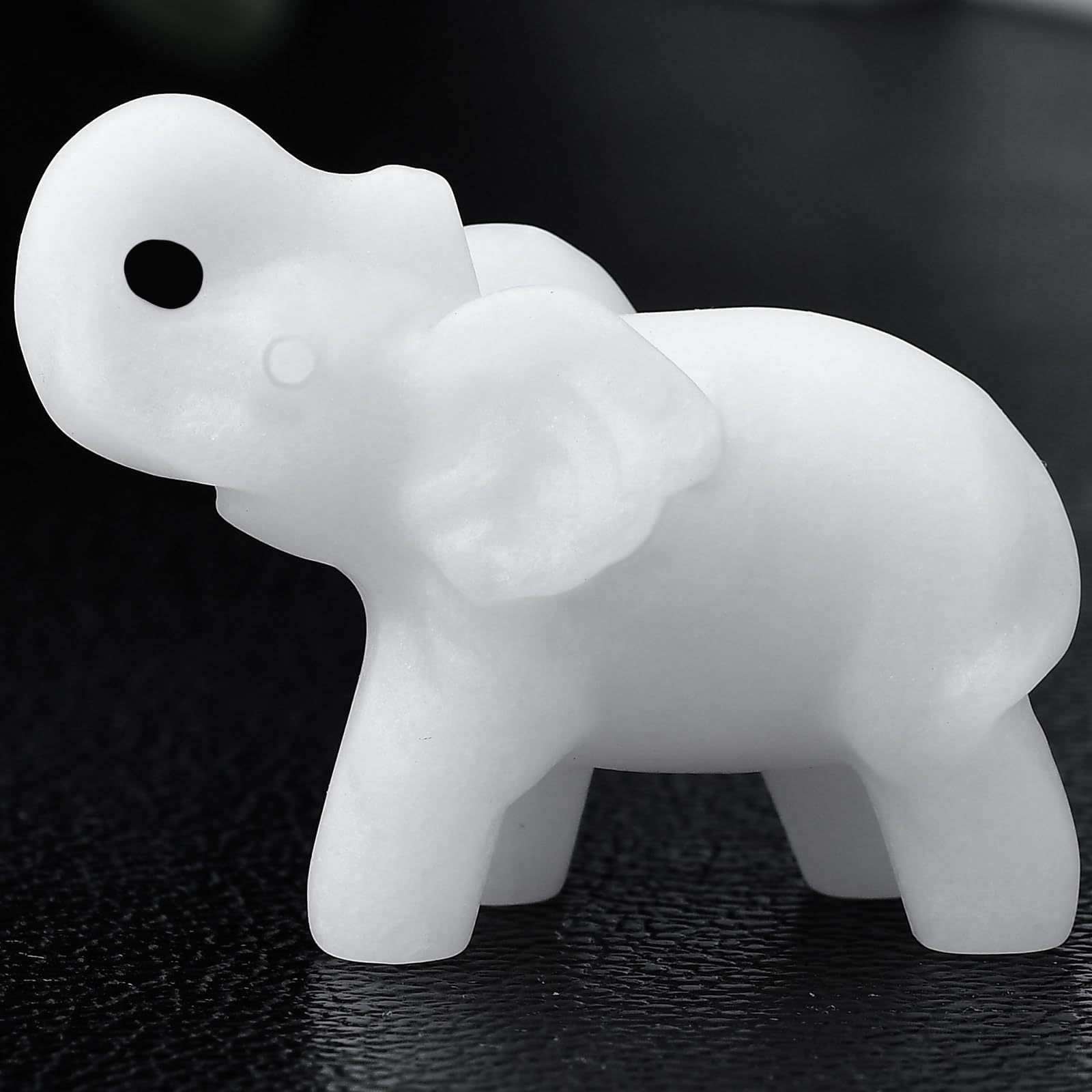1.8 Inch White Jade Elephant Crystal Decor, Healing Crystal Cute Figurines,White Elephant Gemstones Decorations Statue, Lucky Reiki Stones in Home and Office Meditation Gift for Women and Men