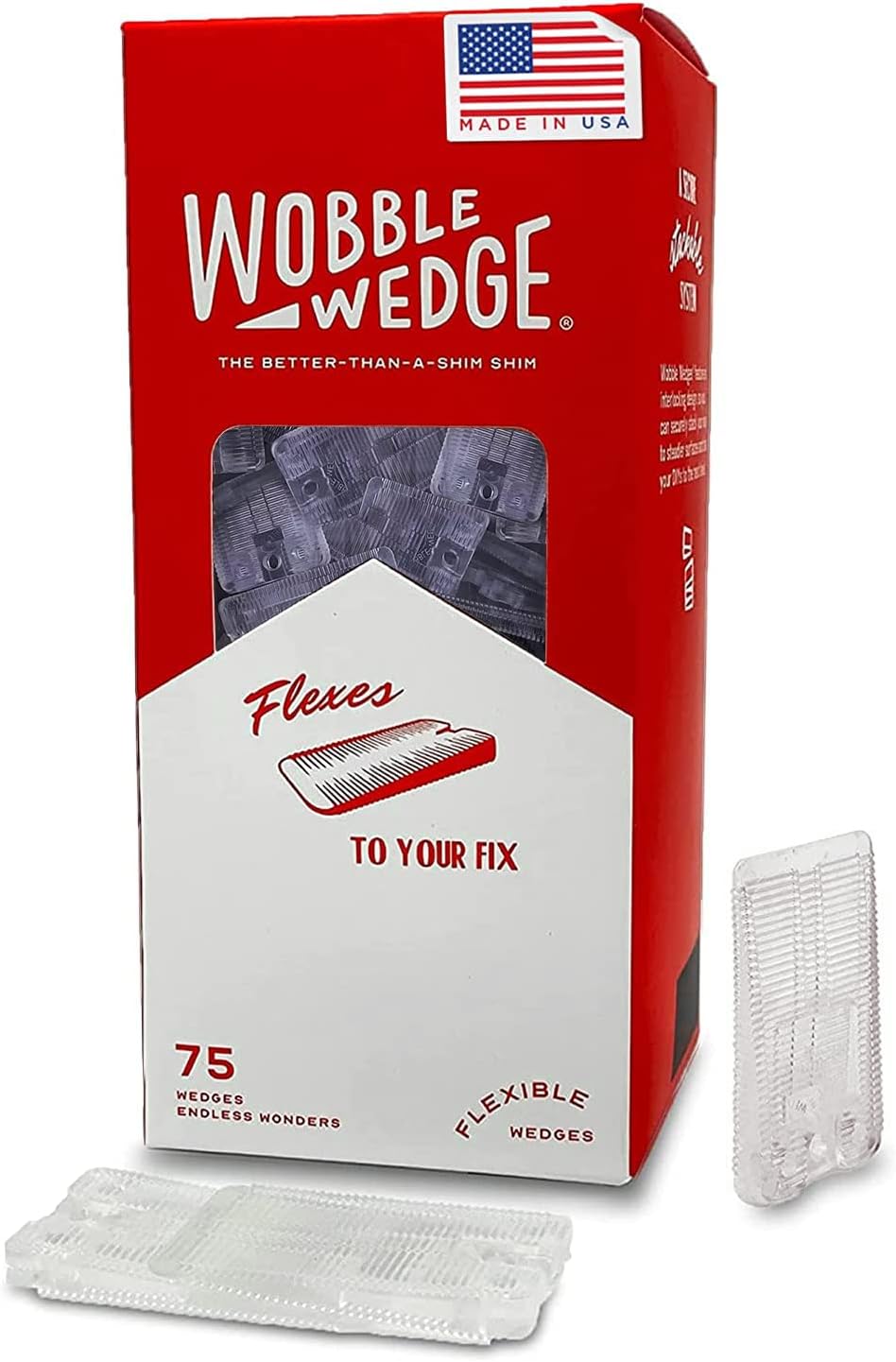 WOBBLE WEDGES Multi-Purpose Shims-Soft Clear 75 ea -Easy to Trim -Protect Delicate Surfaces -Level Restaurant Tables, Household Furniture and Plumbing Fixtures -Use as Clamping Pad on Angled Surface