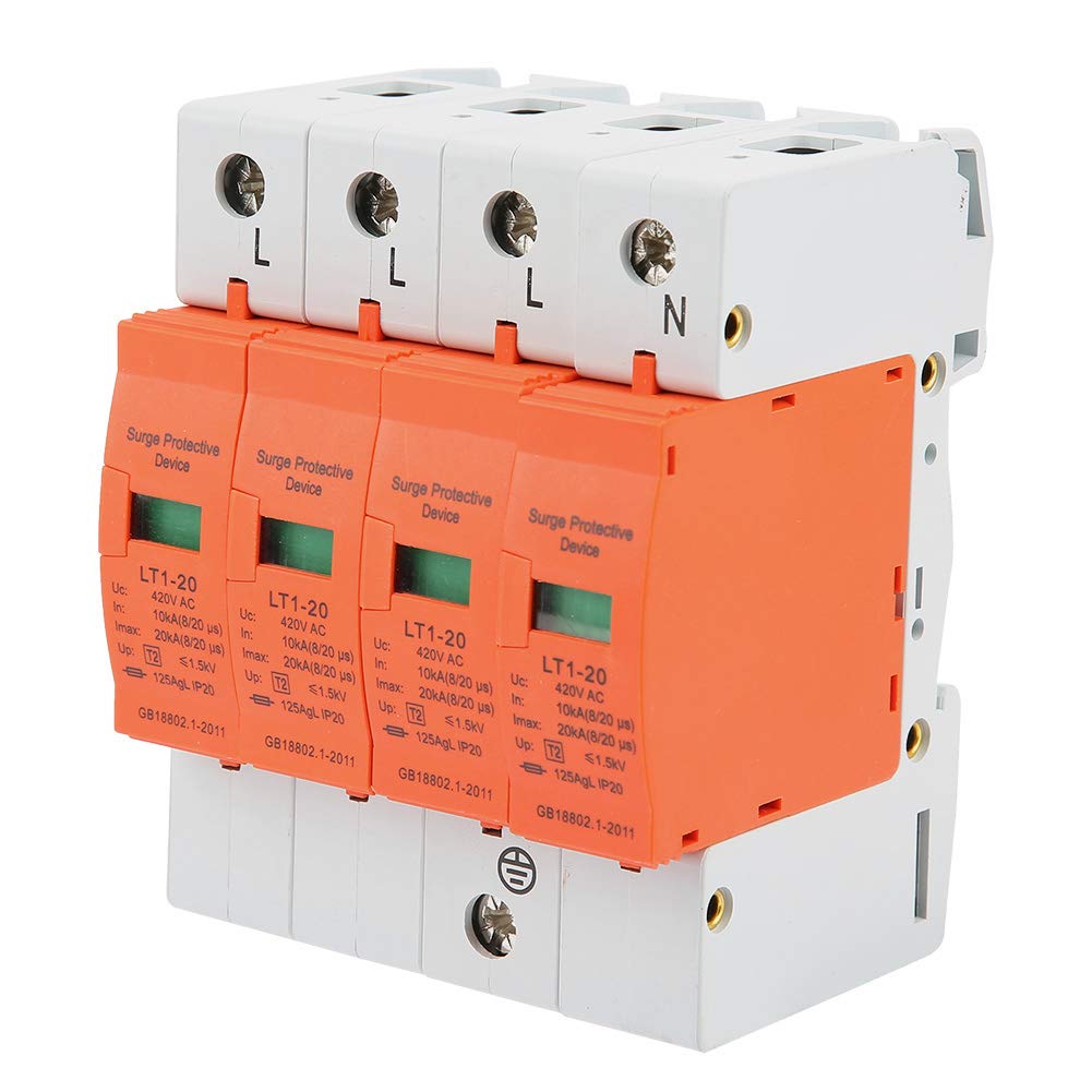 Scaricatore Sovratensioni 4P 420V AC 20KA per Protezione Elettrica Casa Ufficio e Impianti in Materiale PC Ignifugo