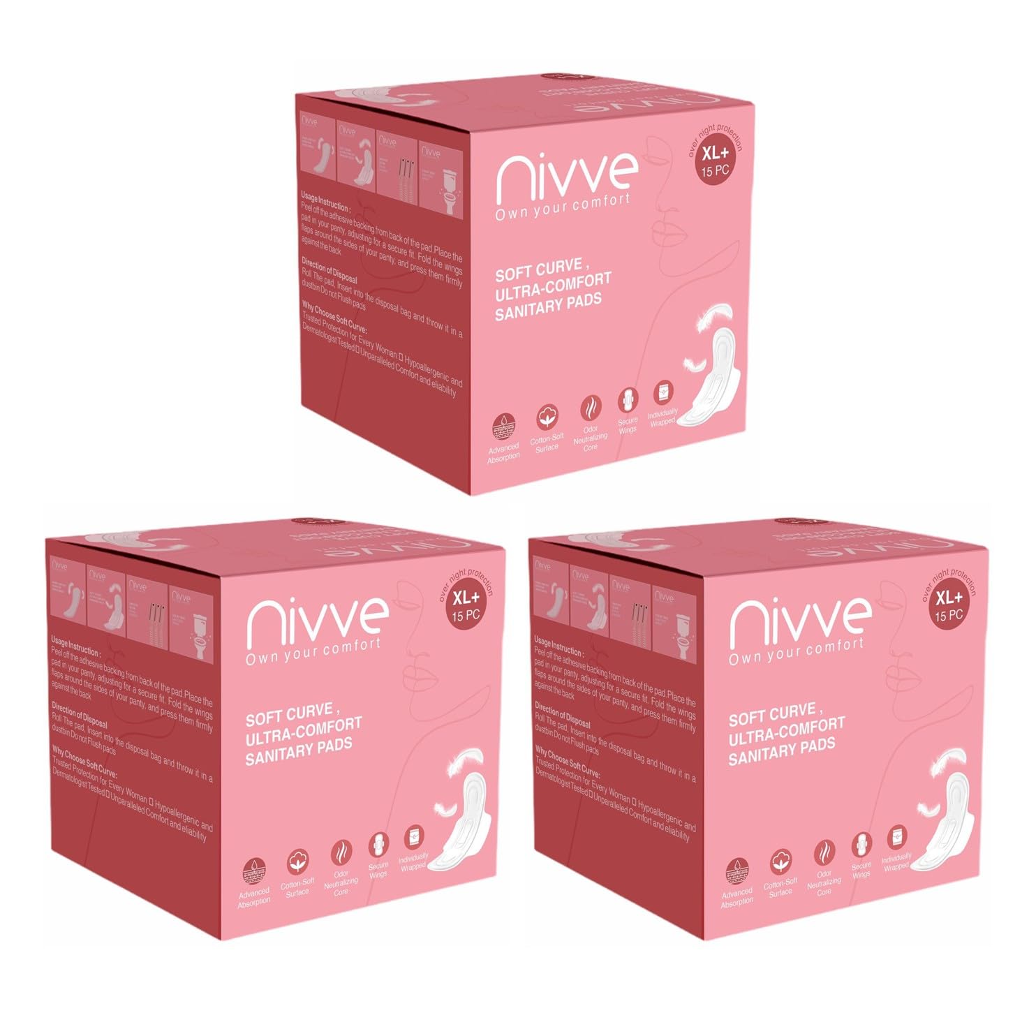 Nivve Ultra Thin Sanitary Pads For Women| 45 Ultra Thin Pads| For Rash Free Periods| Safe on Skin | Rash Free| Ultrasoft Top Layer For Ultra Comfort | Leakproof | Unsceneted (XL+, 45, count) Pack of 3 (B0DJ1GL2F1) Amazon Price History, Amazon Price Tracker