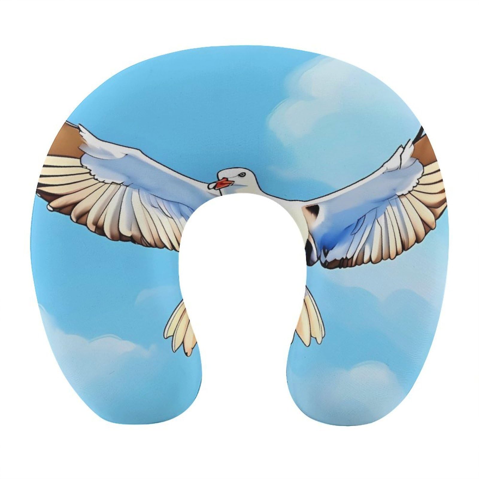 Adfgyerh Style Seagulls In Flight U-Shaped Pillow，Memory Foam Pillow Core，Cushion ，Provide Neck Support ，Travel Pillow，Suitable For Airplanes, Cars, Homes, And Offices.