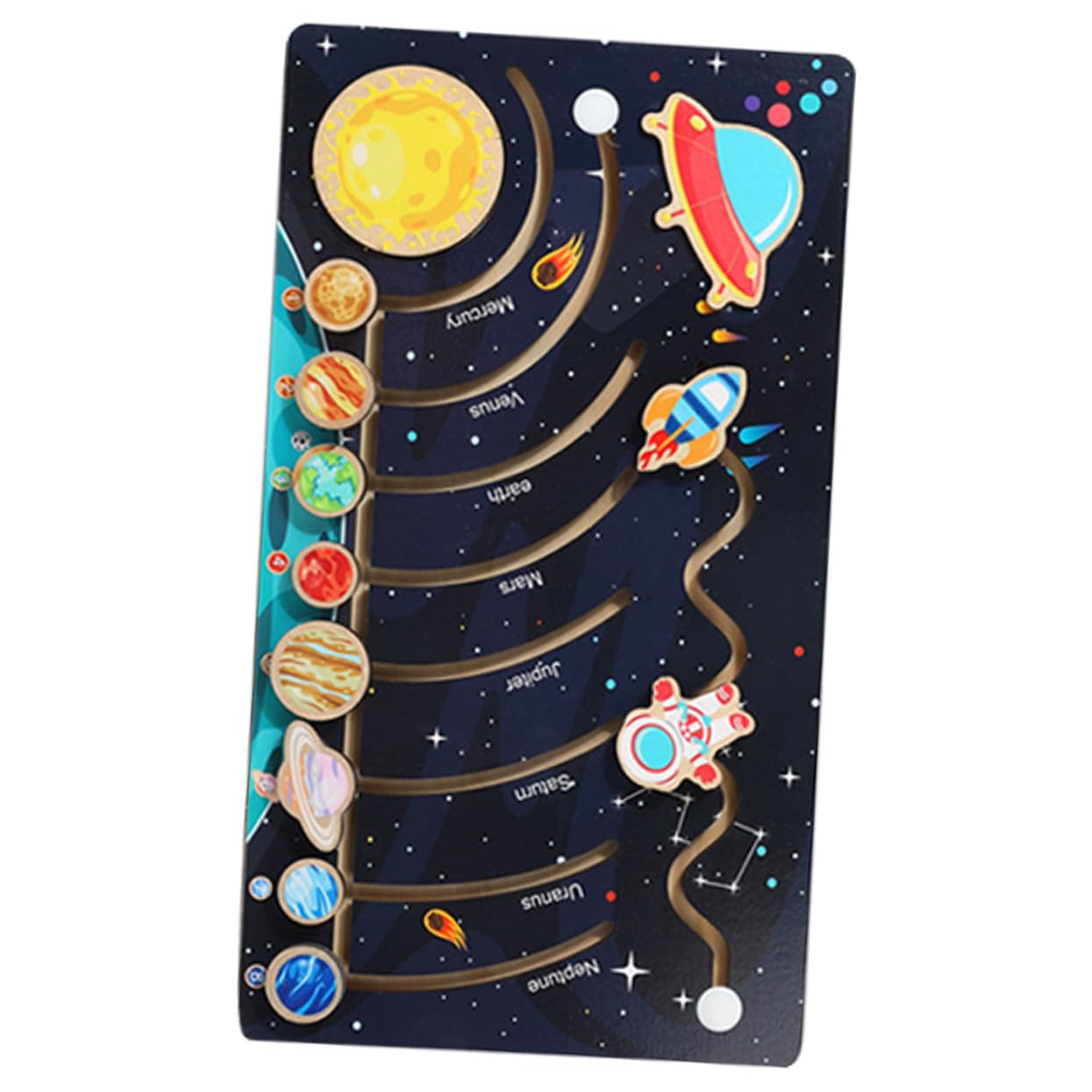 NOLITOY Puzzle Solare in Legno per Bambini 9 Pianeti del Cosmo, Gioco Educativo per Attività Prescolari per Potenziare Riconoscimento delle Sagome e Conoscenza dei Colori