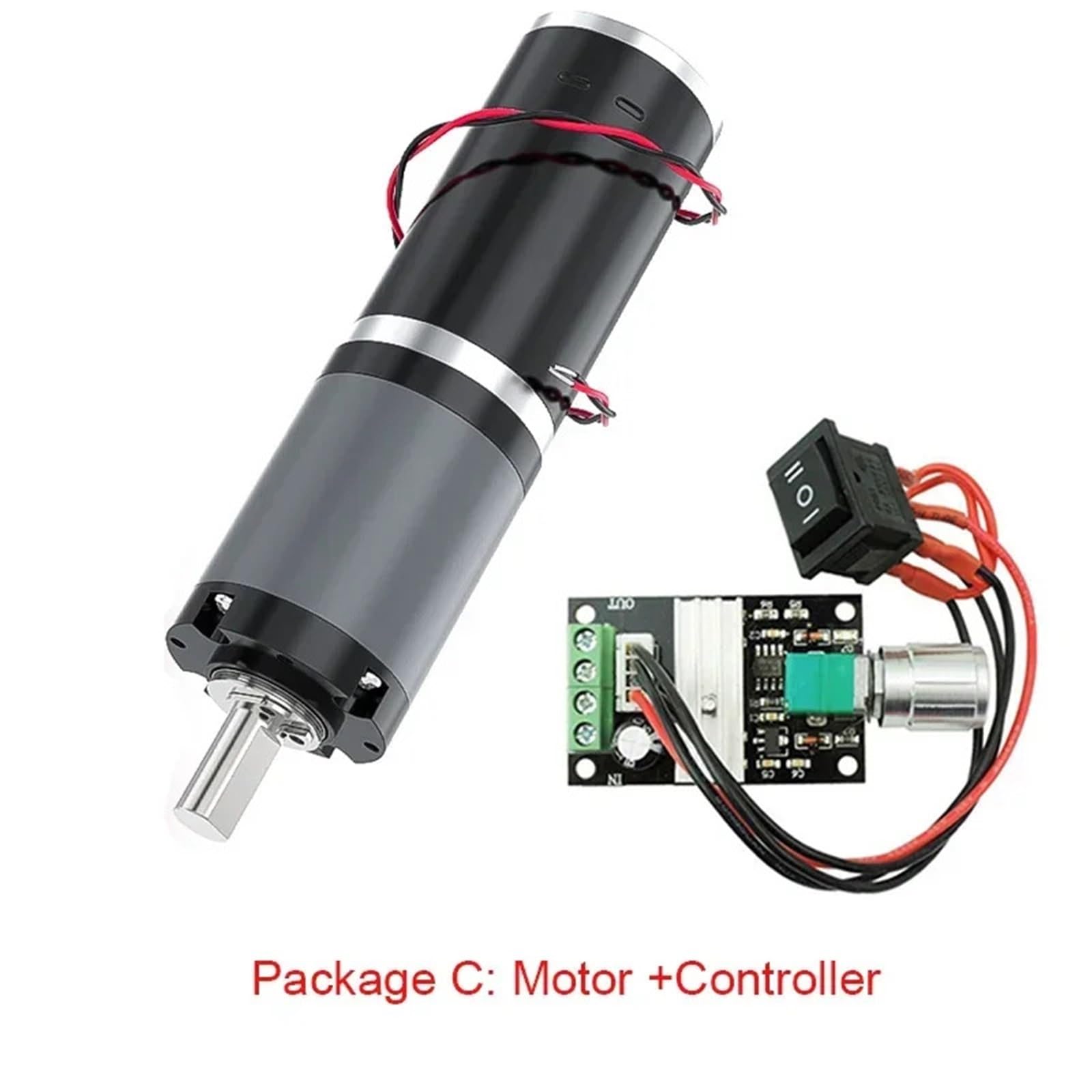 Motor Reductor Planetario 32GP-31ZY 12V 24V 11RPM-2160RPM 0.5-100kg Soporte + Controlador + Alimentación Ajustable (12V 2160RPM, Embalado)
