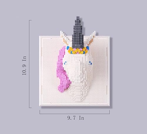 Juego de bloques de construcción de unicornio para pared, un juego de decoración de pared para adultos que aman pasatiempos creativos (1784 piezas)