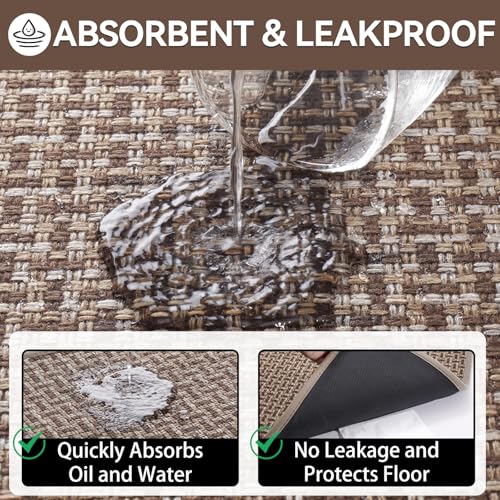 Image of Indoor Door Mat 36x60 Dirt Resistant and Absorbent, Non-Slip Rubber Backing Floor Mats, Easy Clean Low-Profile Doormat for Entryway, Front Door, Inside Entrance Brown