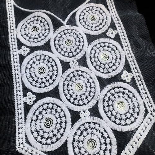 Image of Women's Embroidery Desing Net Fabric Neck Applique Stiching Patch (White, Desing-6)
