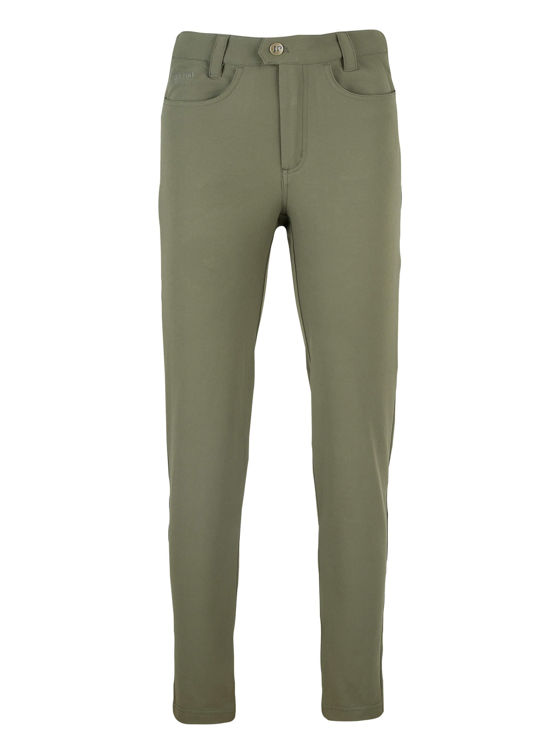 Jack Pyke Women's Green Contour Stretch Pants - Slim-Fit, Four-Way Stretch, Comfortable Outdoor Trousers For Shooting, Dog Walking, Everyday And Casual Wear - Olive, L