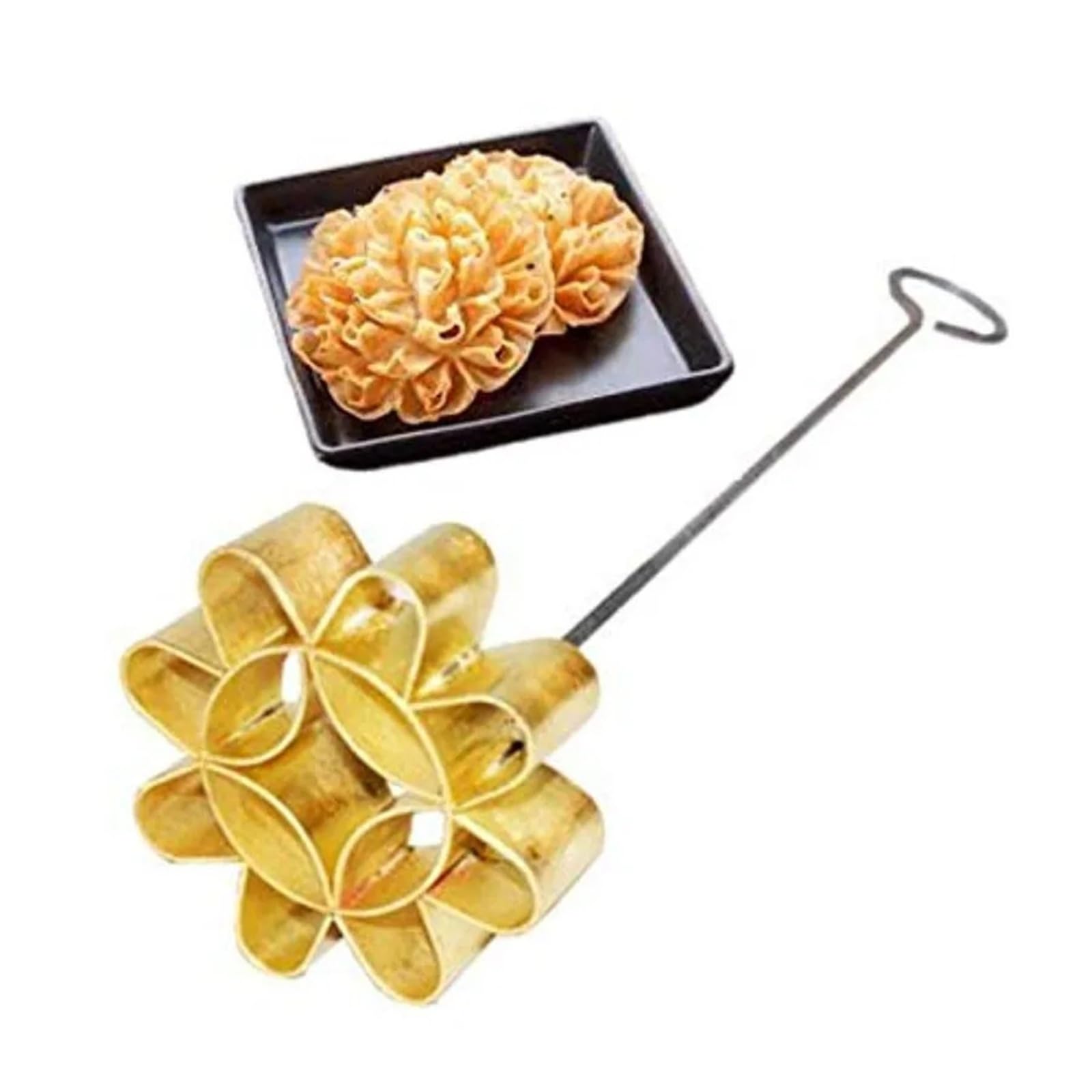Lotusblüten-Keksform aus Messing, 10,4 cm | Thailändisches Backwerkzeug for knusprige Sonnenblumenblüten-Kekse