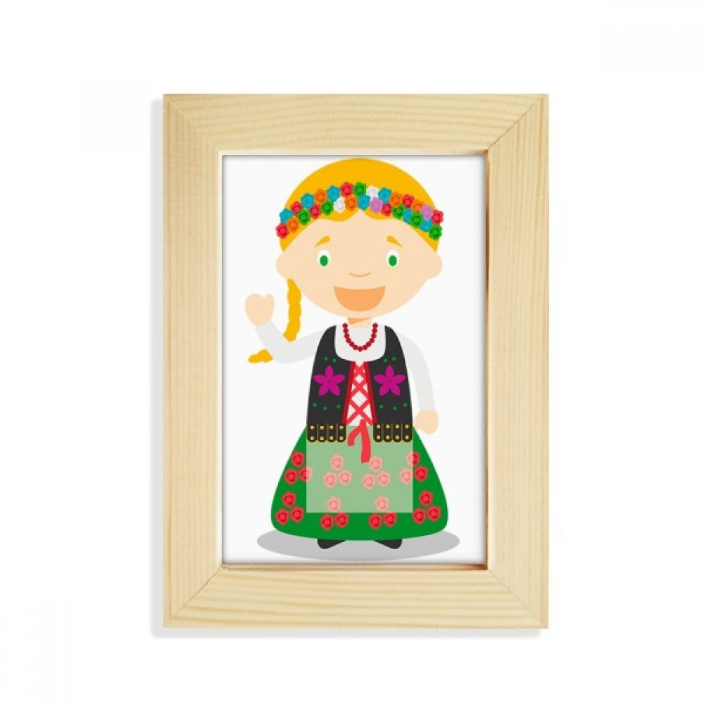 Dibujo animado rubio polaco en marco de madera 5x7 para regalar en ocasiones especiales